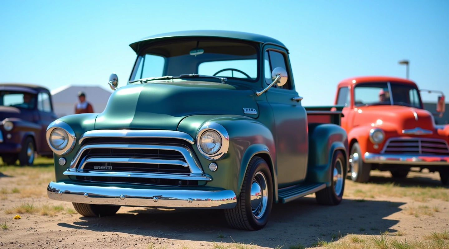 Classic restored pickup truck displayed at outdoor show