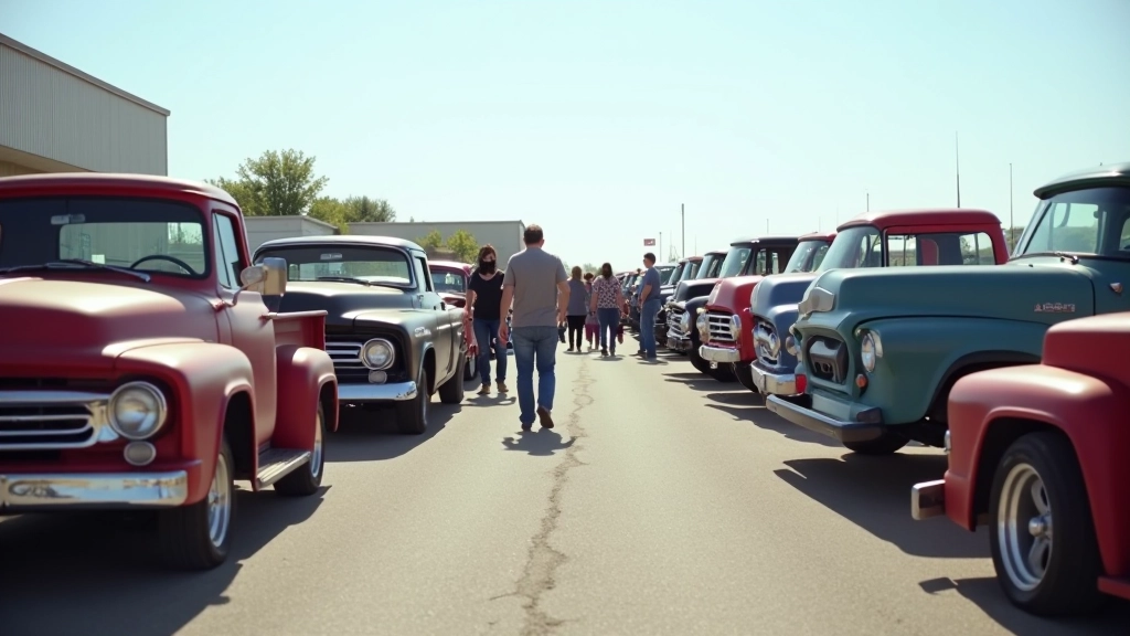 Multiple classic trucks displayed at authentic show circuit event